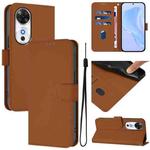 For Honor Play 60 5G Skin Feel Solid Color Leather Phone Case with Lanyard(Brown)