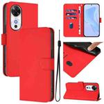 For Honor Play 60 5G Skin Feel Solid Color Leather Phone Case with Lanyard(Red)