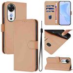 For Honor Play 60 5G Skin Feel Solid Color Leather Phone Case with Lanyard(Nude)