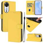 For Honor Play 60 5G Skin Feel Solid Color Leather Phone Case with Lanyard(Lemon Yellow)