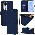 For Honor Play 60 5G Skin Feel Solid Color Leather Phone Case with Lanyard(Navy Blue)