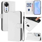 For Honor Play 60 5G Skin Feel Solid Color Leather Phone Case with Lanyard(White)