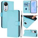 For Honor Play 60 5G Skin Feel Solid Color Leather Phone Case with Lanyard(Sky Blue)