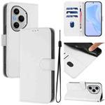 For Honor 400 Pro Global 160.8mm Skin Feel Solid Color Leather Phone Case with Lanyard(White)