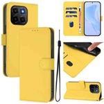 For Honor X6C 4G Skin Feel Solid Color Leather Phone Case with Lanyard(Lemon Yellow)
