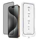 For iPhone 15 Pro Dust-Free Easy Install Privacy Tempered Glass Film(Black)