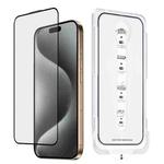 For iPhone 15 Pro Dust-Free Easy Install HD Tempered Glass Film(Black)