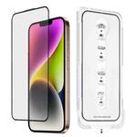 For iPhone 14 Plus Dust-Free Easy Install HD Tempered Glass Film(Black)