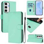 For Samsung Galaxy S24 FE 5G Skin Feel Solid Color Leather Phone Case with Lanyard(Mint Green)