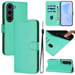 For Samsung Galaxy S23 FE 5G Skin Feel Solid Color Leather Phone Case with Lanyard(Green)
