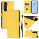 For Samsung Galaxy S23+ 5G Skin Feel Solid Color Leather Phone Case with Lanyard(Lemon Yellow)