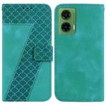 For Motorola Moto G35 Seven-shaped Embossed Leather Phone Case(Green)