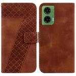 For Motorola Moto G35 Seven-shaped Embossed Leather Phone Case(Brown)