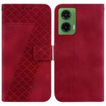 For Motorola Moto G35 Seven-shaped Embossed Leather Phone Case(Red)