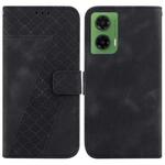 For Motorola Moto G35 Seven-shaped Embossed Leather Phone Case(Black)