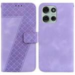 For Motorola Moto G75 5G Seven-shaped Embossed Leather Phone Case(Purple)