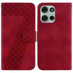 For Motorola Moto G75 5G Seven-shaped Embossed Leather Phone Case(Red)