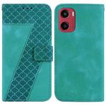 For Motorola Moto G05 / E15 Seven-shaped Embossed Leather Phone Case(Green)