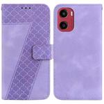 For Motorola Moto G05 / E15 Seven-shaped Embossed Leather Phone Case(Purple)