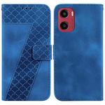 For Motorola Moto G05 / E15 Seven-shaped Embossed Leather Phone Case(Blue)