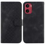 For Motorola Moto G05 / E15 Seven-shaped Embossed Leather Phone Case(Black)