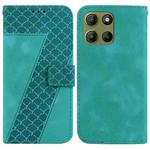 For Motorola Moto G15 Seven-shaped Embossed Leather Phone Case(Green)