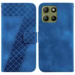 For Motorola Moto G15 Seven-shaped Embossed Leather Phone Case(Blue)