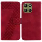 For Motorola Moto G15 Seven-shaped Embossed Leather Phone Case(Red)