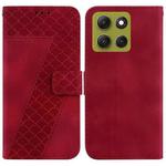 For Motorola Moto G86 5G Seven-shaped Embossed Leather Phone Case(Red)