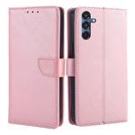 For Samsung Galaxy M35 5G Calf Texture Buckle Flip Leather Phone Case(Rose Gold)