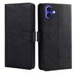 For iPhone 16 Calf Texture Buckle Flip Leather Phone Case(Black)