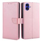 For iPhone 16 Calf Texture Buckle Flip Leather Phone Case(Rose Gold)