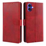For iPhone 16 Calf Texture Buckle Flip Leather Phone Case(Red)
