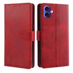 For iPhone 16 Plus Calf Texture Buckle Flip Leather Phone Case(Red)