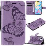 For iPhone 12 mini 3D Butterfly Embossed Pattern Horizontal Flip Leather Case with Holder & Card Slot & Wallet & Lanyard(Purple)