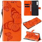 For LG G9 3D Butterfly Embossed Pattern Horizontal Flip Leather Case with Holder & Card Slot & Wallet & Lanyard(Orange)