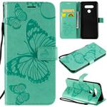 For LG K51 3D Butterfly Embossed Pattern Horizontal Flip Leather Case with Holder & Card Slot & Wallet & Lanyard(Green)