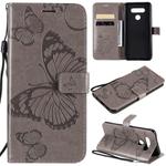 For LG K51 3D Butterfly Embossed Pattern Horizontal Flip Leather Case with Holder & Card Slot & Wallet & Lanyard(Grey)