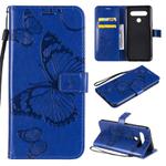 For LG K61 3D Butterfly Embossed Pattern Horizontal Flip Leather Case with Holder & Card Slot & Wallet & Lanyard(Blue)