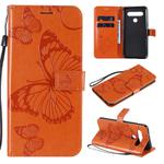 For LG K61 3D Butterfly Embossed Pattern Horizontal Flip Leather Case with Holder & Card Slot & Wallet & Lanyard(Orange)