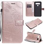 For LG K61 3D Butterfly Embossed Pattern Horizontal Flip Leather Case with Holder & Card Slot & Wallet & Lanyard(Rose Gold)