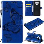 For LG Stylo 6 3D Butterfly Embossed Pattern Horizontal Flip Leather Case with Holder & Card Slot & Wallet & Lanyard(Blue)