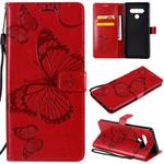 For LG Stylo 6 3D Butterfly Embossed Pattern Horizontal Flip Leather Case with Holder & Card Slot & Wallet & Lanyard(Red)