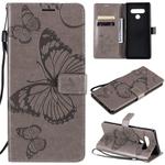 For LG Stylo 6 3D Butterfly Embossed Pattern Horizontal Flip Leather Case with Holder & Card Slot & Wallet & Lanyard(Grey)