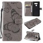 For LG K50S 3D Butterfly Embossed Pattern Horizontal Flip Leather Case with Holder & Card Slot & Wallet & Lanyard(Grey)