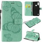 For Motorola Moto E6s (2020) 3D Butterfly Embossed Pattern Horizontal Flip Leather Case with Holder & Card Slot & Wallet & Lanyard(Green)