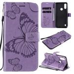 For Motorola Moto E6s (2020) 3D Butterfly Embossed Pattern Horizontal Flip Leather Case with Holder & Card Slot & Wallet & Lanyard(Purple)