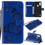 For Motorola Moto E6s (2020) 3D Butterfly Embossed Pattern Horizontal Flip Leather Case with Holder & Card Slot & Wallet & Lanyard(Blue)