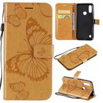 For Motorola Moto E6s (2020) 3D Butterfly Embossed Pattern Horizontal Flip Leather Case with Holder & Card Slot & Wallet & Lanyard(Yellow)