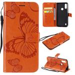 For Motorola Moto E6s (2020) 3D Butterfly Embossed Pattern Horizontal Flip Leather Case with Holder & Card Slot & Wallet & Lanyard(Orange)